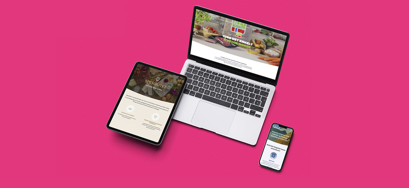 Bilde av enheter som viser nettsiden for Stiftelsen Norsk Mat