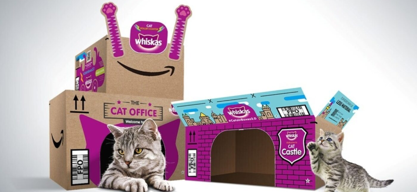 Campaign image of #catsinboxes from Whiskas