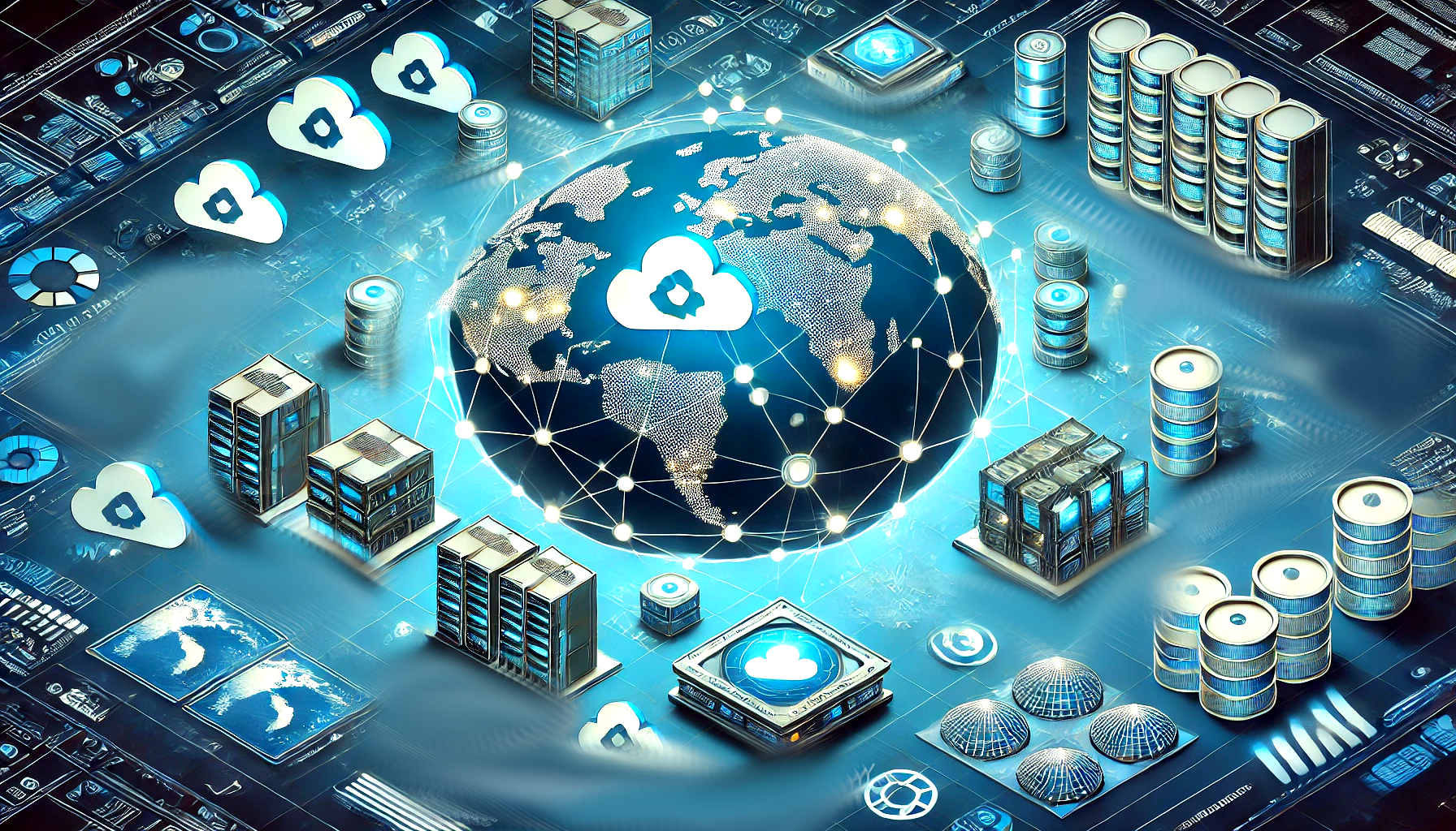 An illustration that shows server around earth