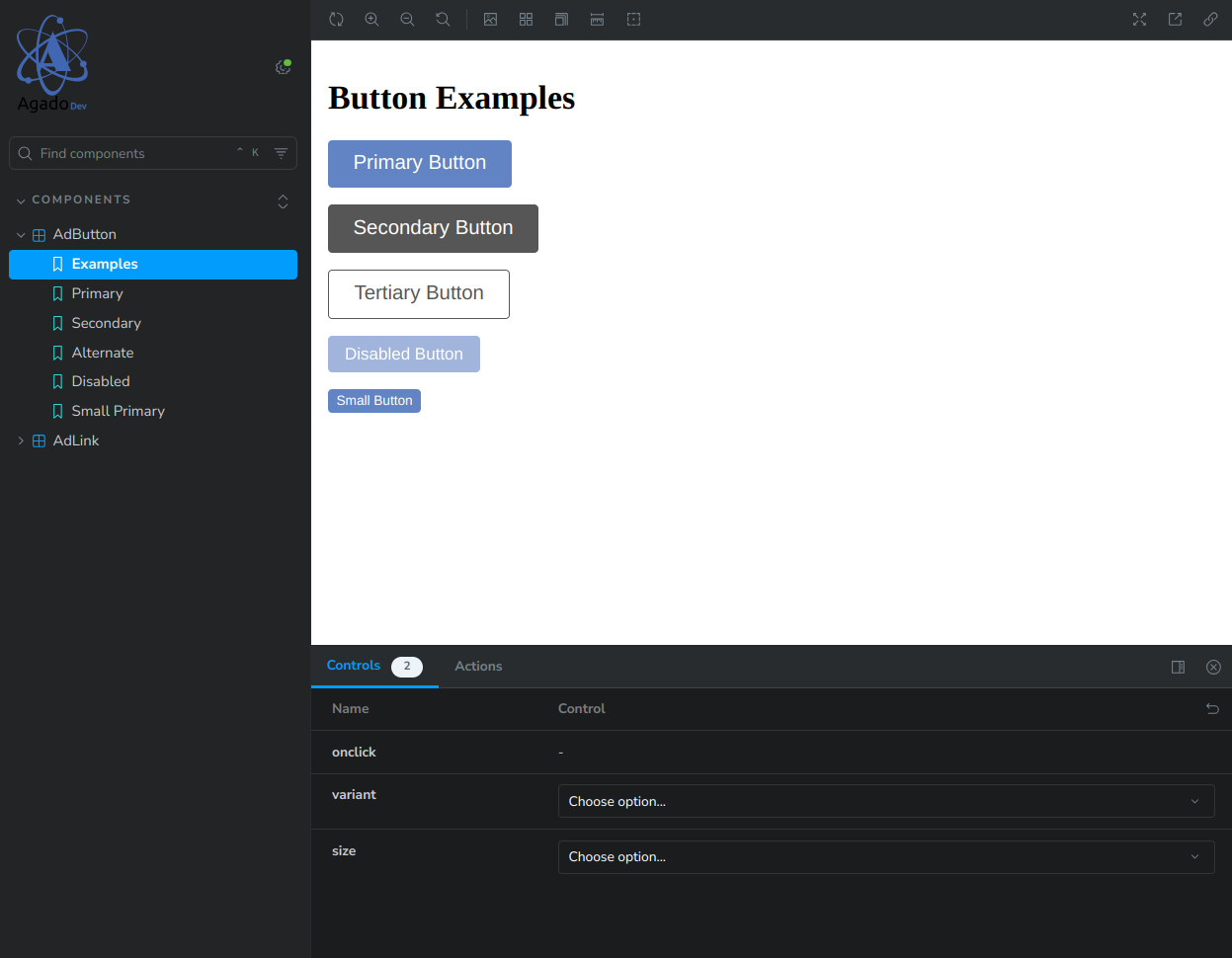 Une capture d'écran d'un exemple de Storybook