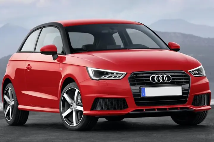 The exterior of a red Audi A1
