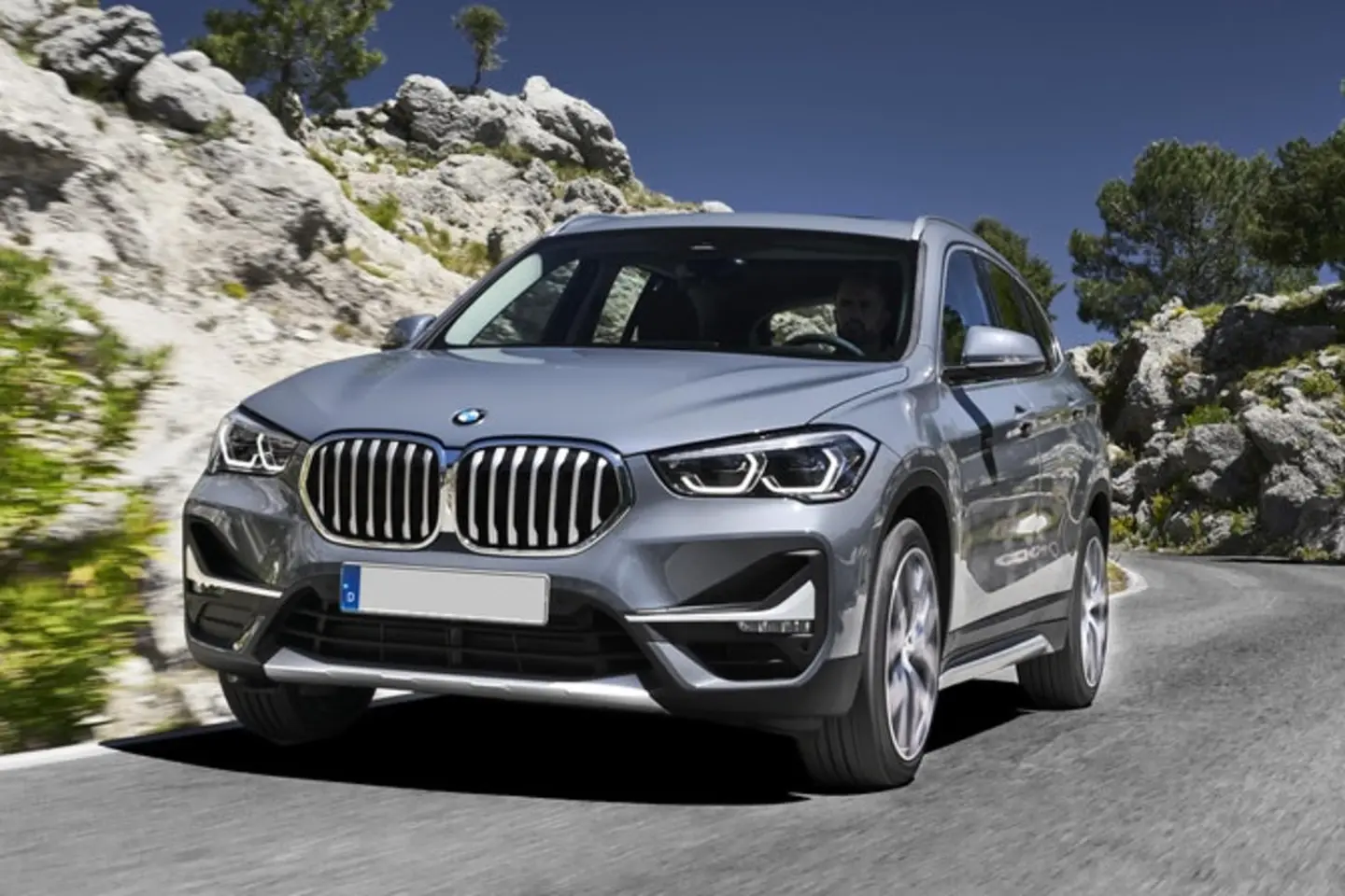 The exterior of a silver BMW X1