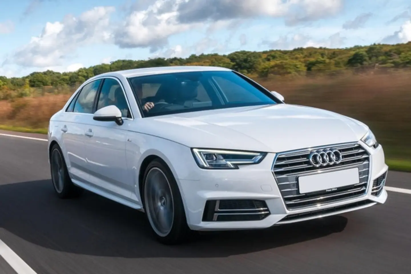 The exterior of a white Audi A4