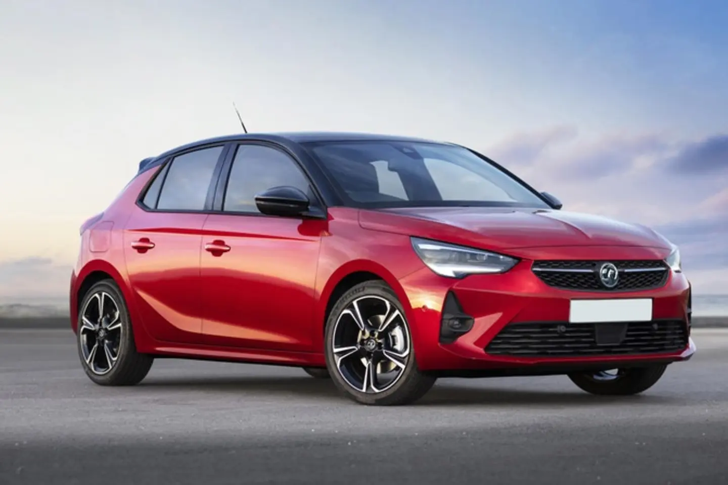 The exterior of a red Vauxhall Corsa