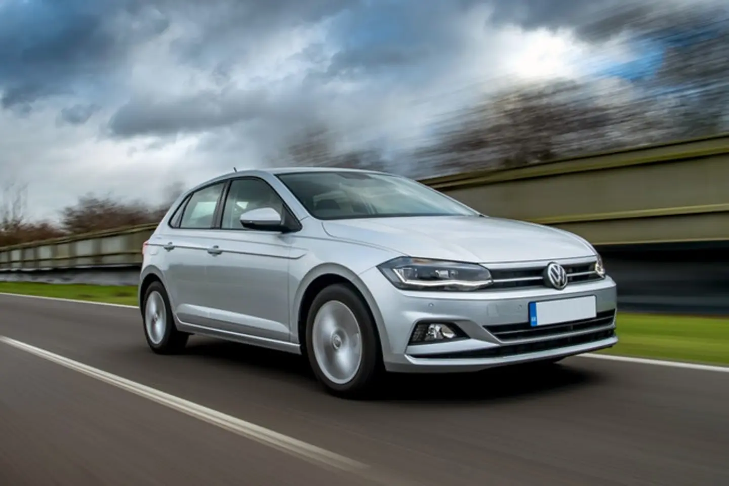 The exterior of a silver Volkswagen Polo