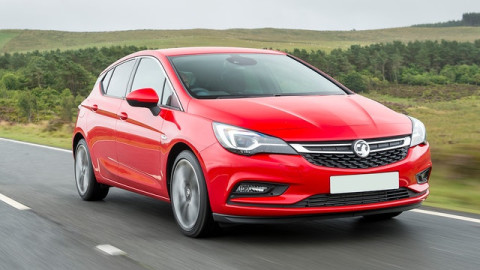 The exterior of a red Vauxhall Astra