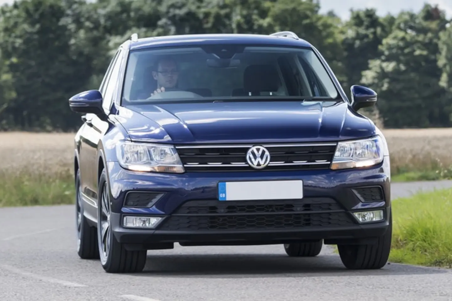 The exterior of a blue Volkswagen Tiguan