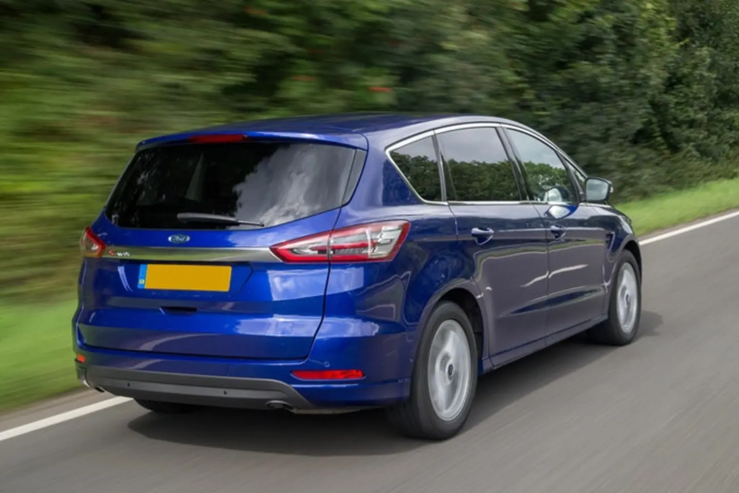 The exterior of a blue Ford S-Max