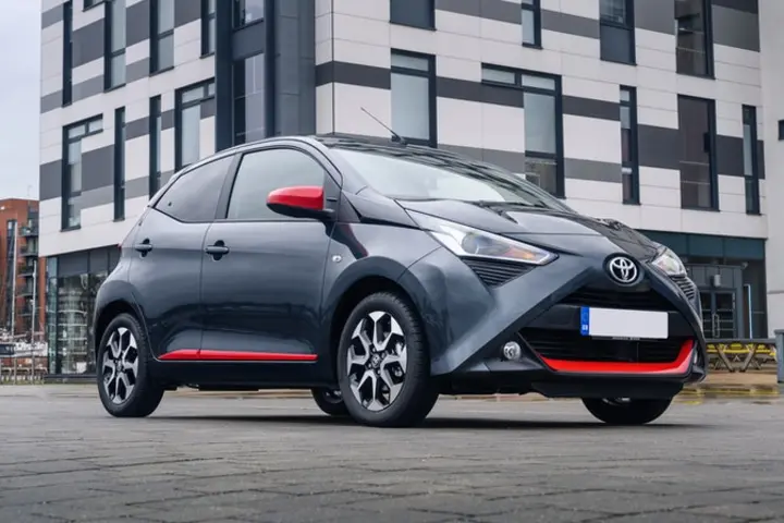 The exteriof of a grey Toyota Aygo