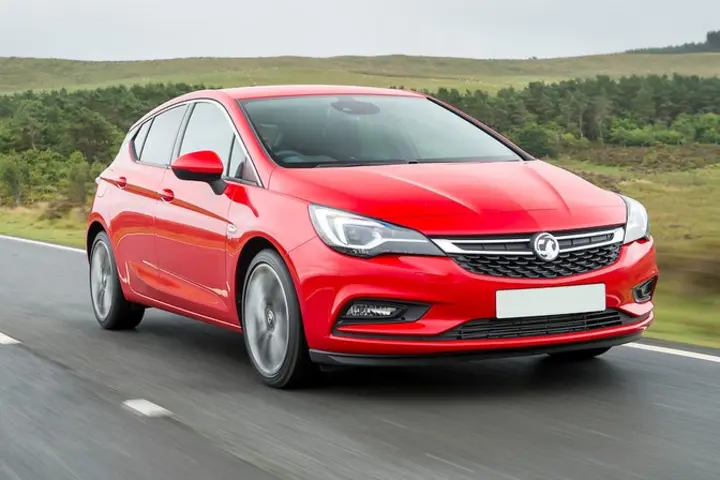 The exterior of a red Vauxhall Astra