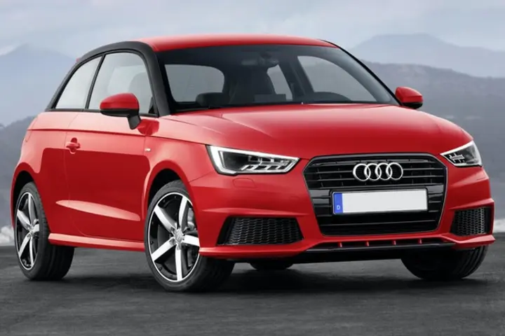 Exterior shot of a red Audi A1 