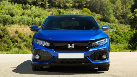 The exterior of a blue Honda Civic