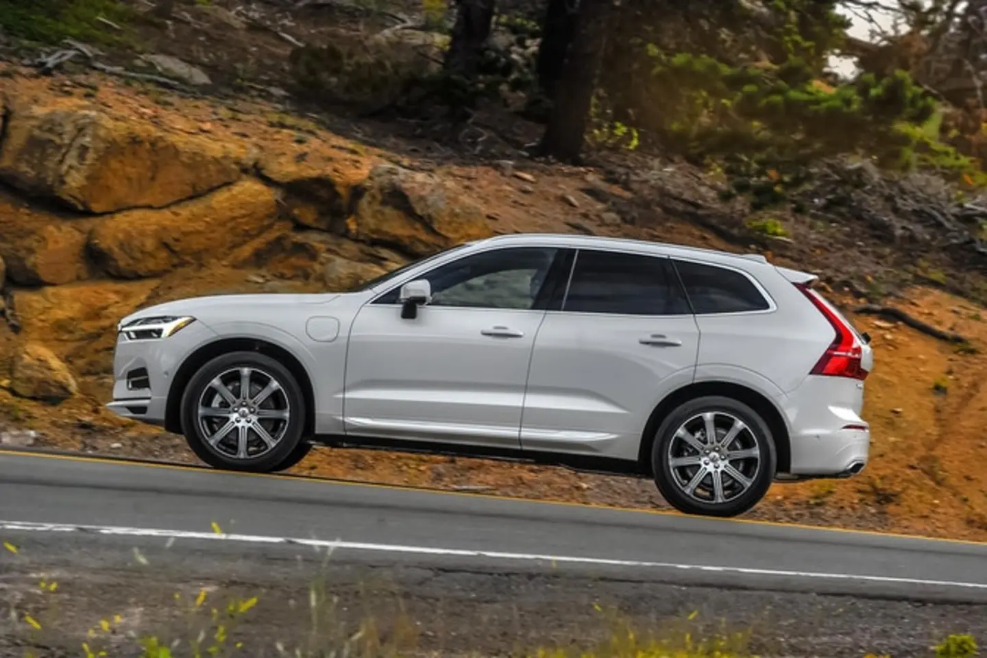 The exterior of a white Volvo XC60