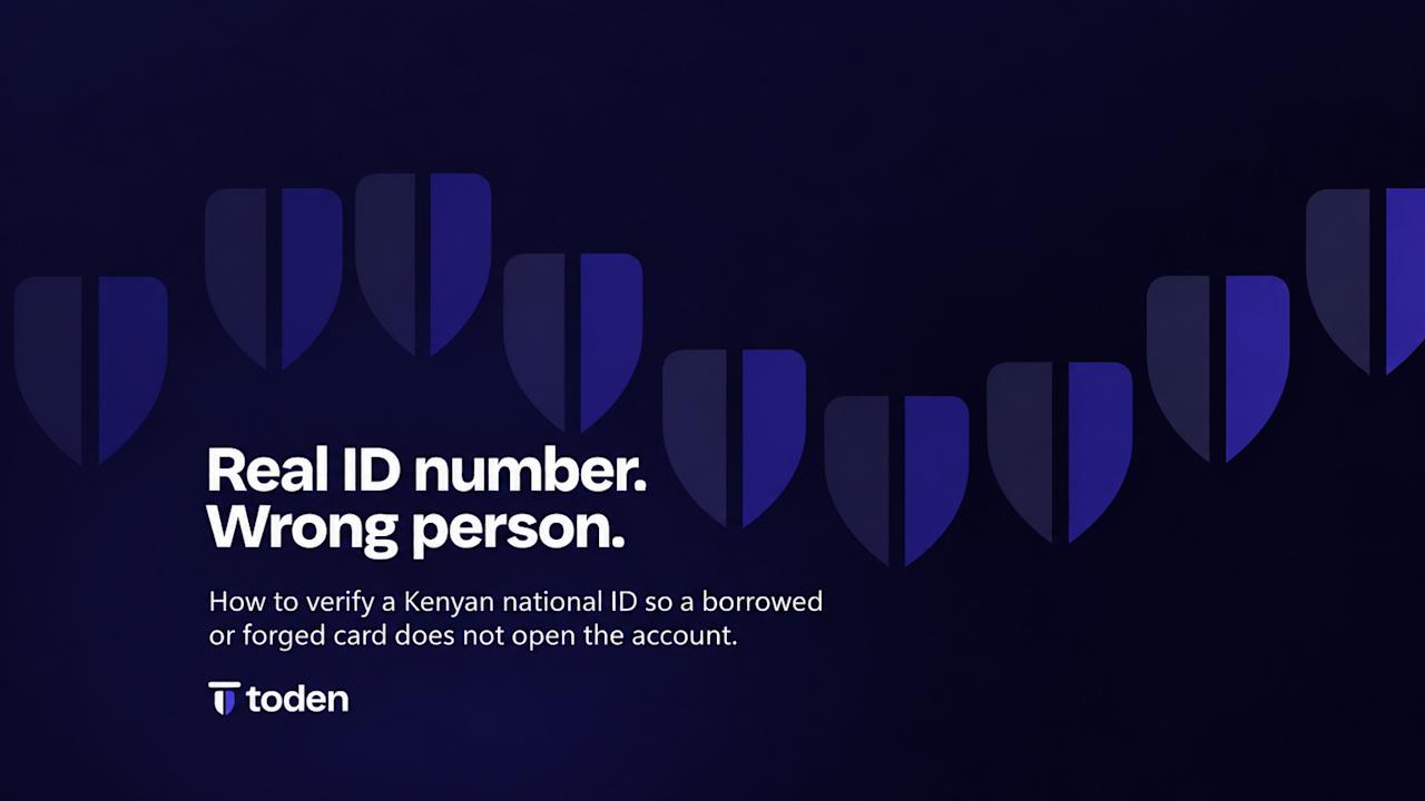 Couverture éditoriale de Toden : Le numéro d’identification était authentique. La personne en possession de la carte d’identité nationale kényane n’en était pas le titulaire. Voici comment la vérifier.