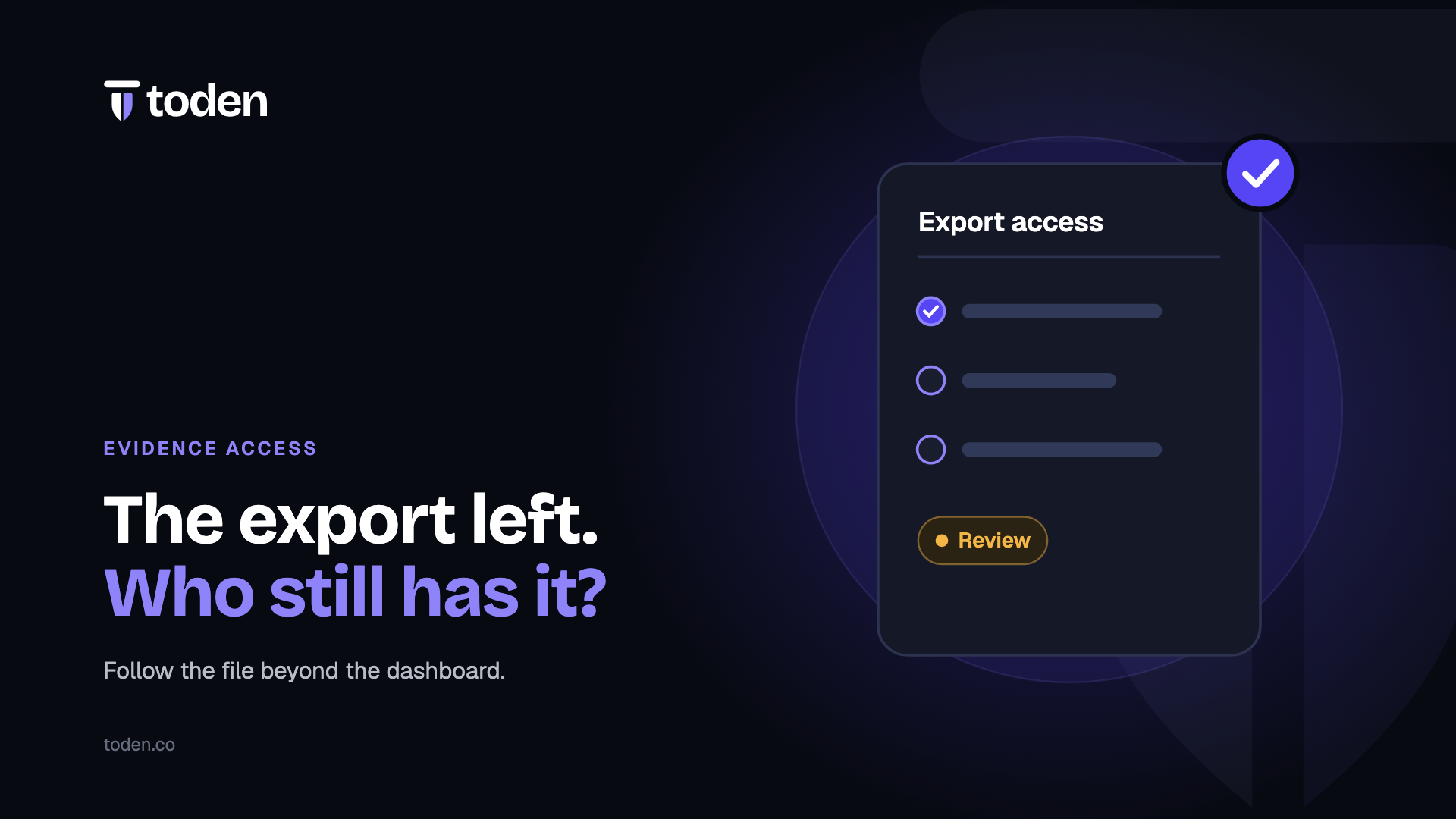 Toden illustration of a checklist for reviewing access to exported identity data