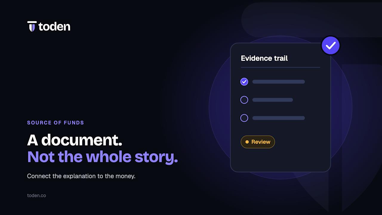 Mchoro wa Toden wa orodha ya ushahidi kwa uchunguzi wa chanzo cha fedha
