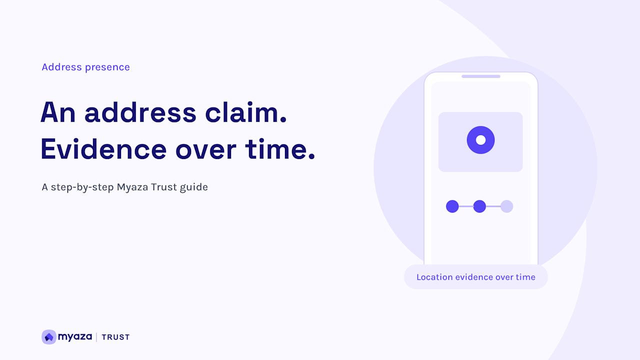 Myaza Trust editorial illustration: An address claim. Evidence over time.