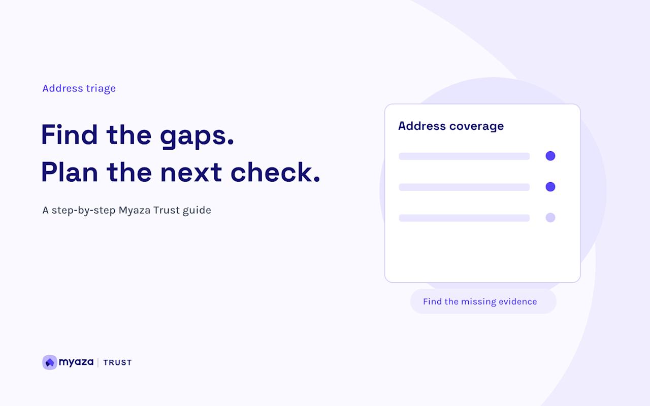 Myaza Trust editorial illustration: Find the gaps. Plan the next check.