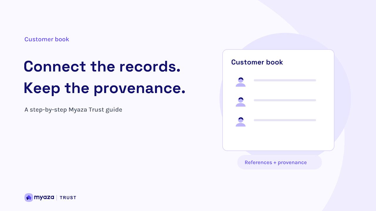 Myaza Trust editorial illustration: Connect the records. Keep the provenance.