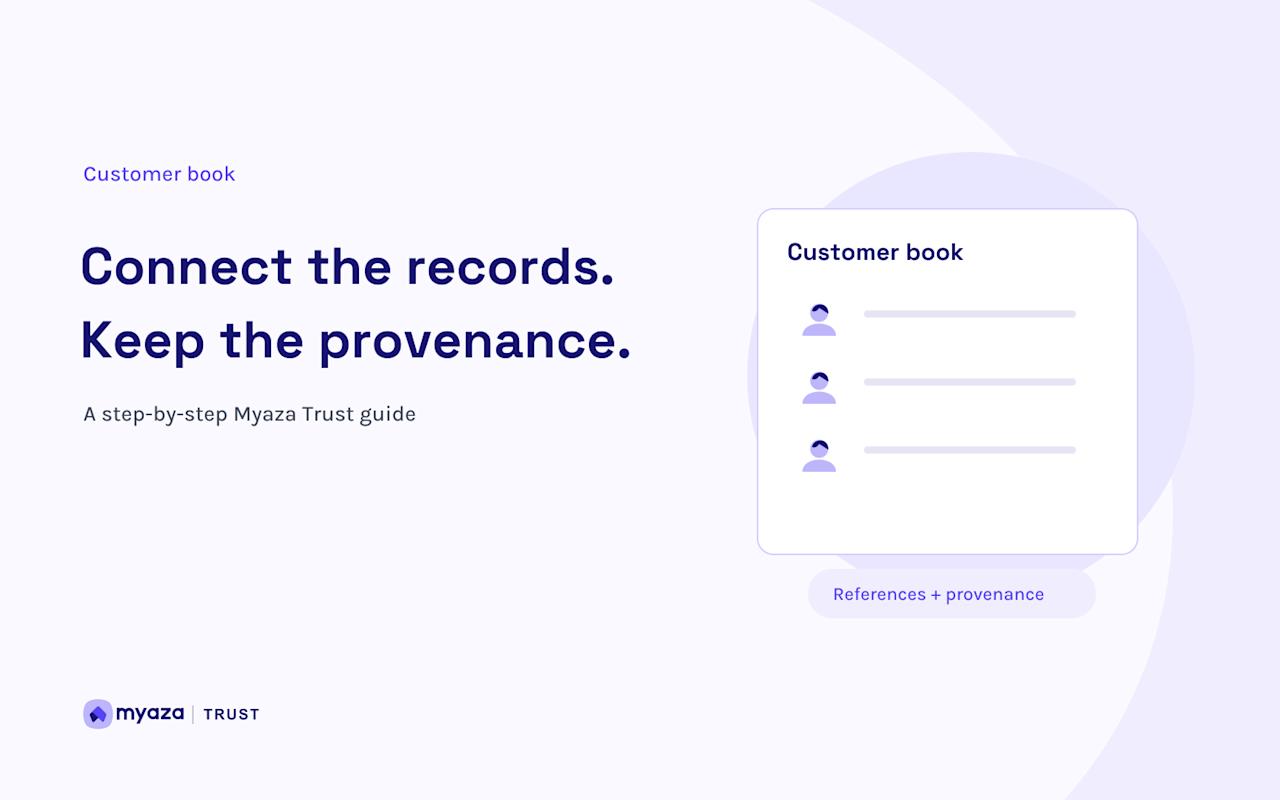 Myaza Trust editorial illustration: Connect the records. Keep the provenance.