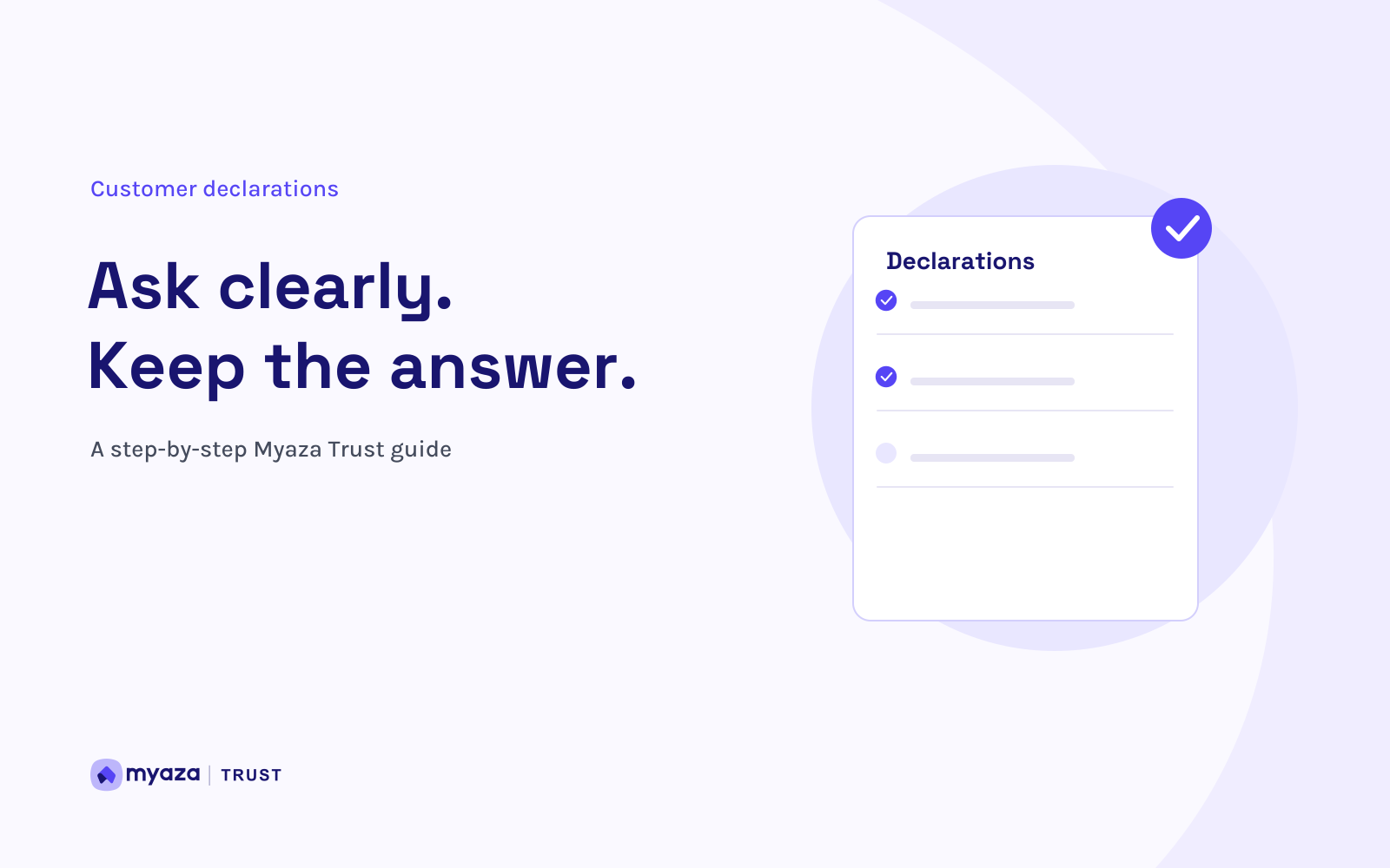 Myaza Trust editorial illustration: Ask clearly. Keep the answer.