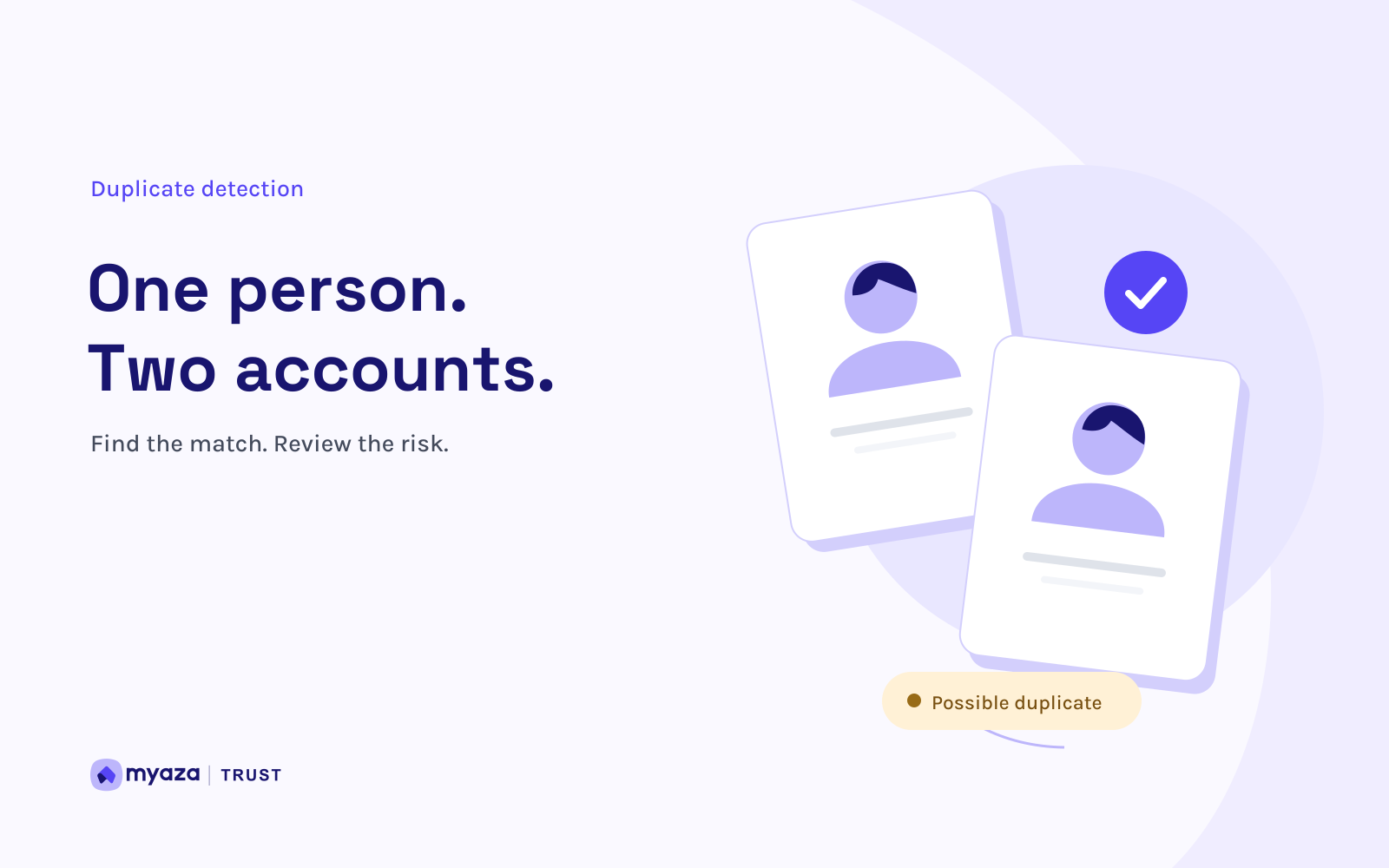 Two matching identity cards illustrate one person using two accounts