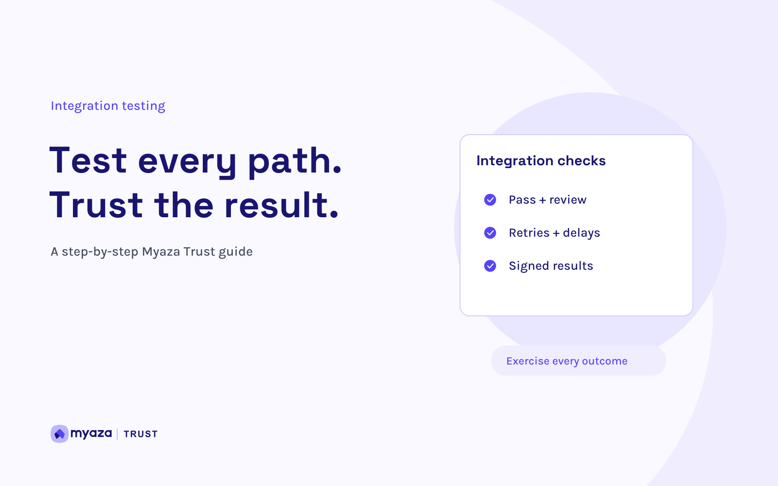 Myaza Trust editorial illustration: Test every path. Trust the result.