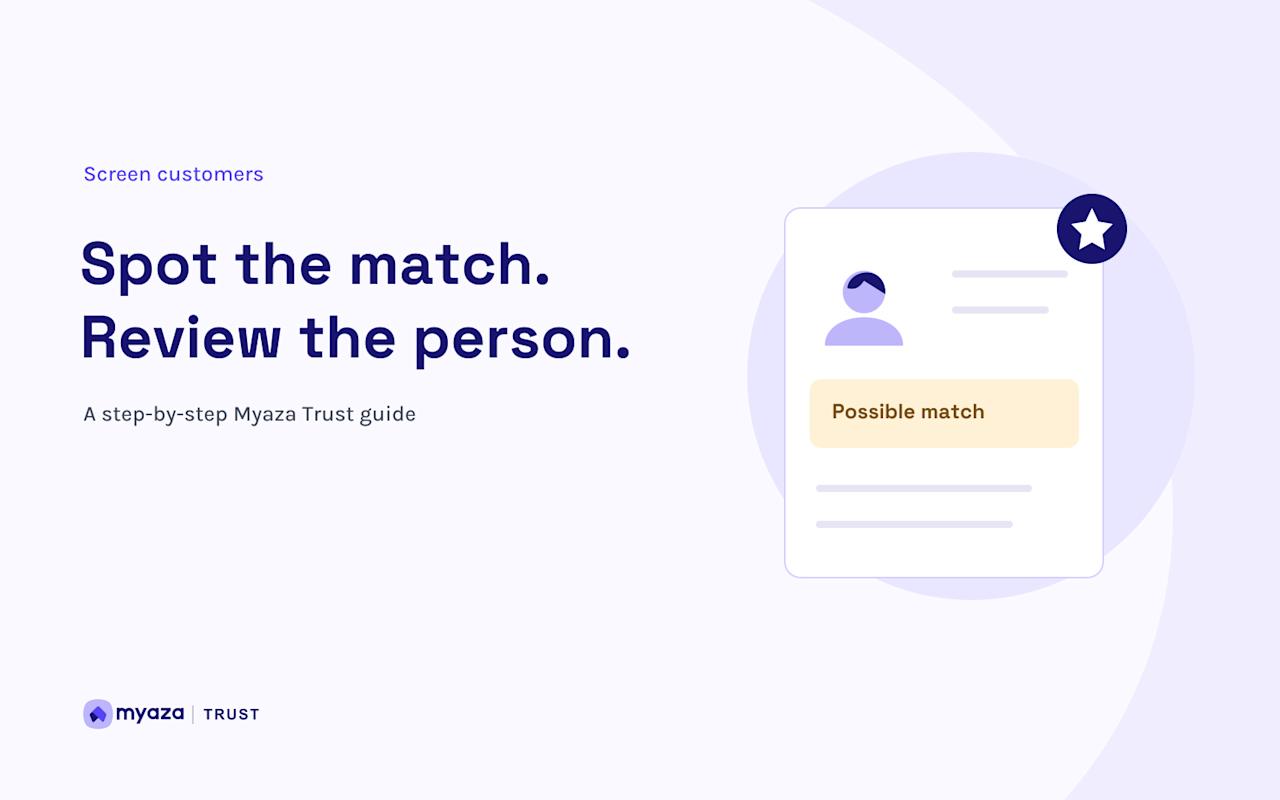 Myaza Trust editorial illustration: Spot the match. Review the person.