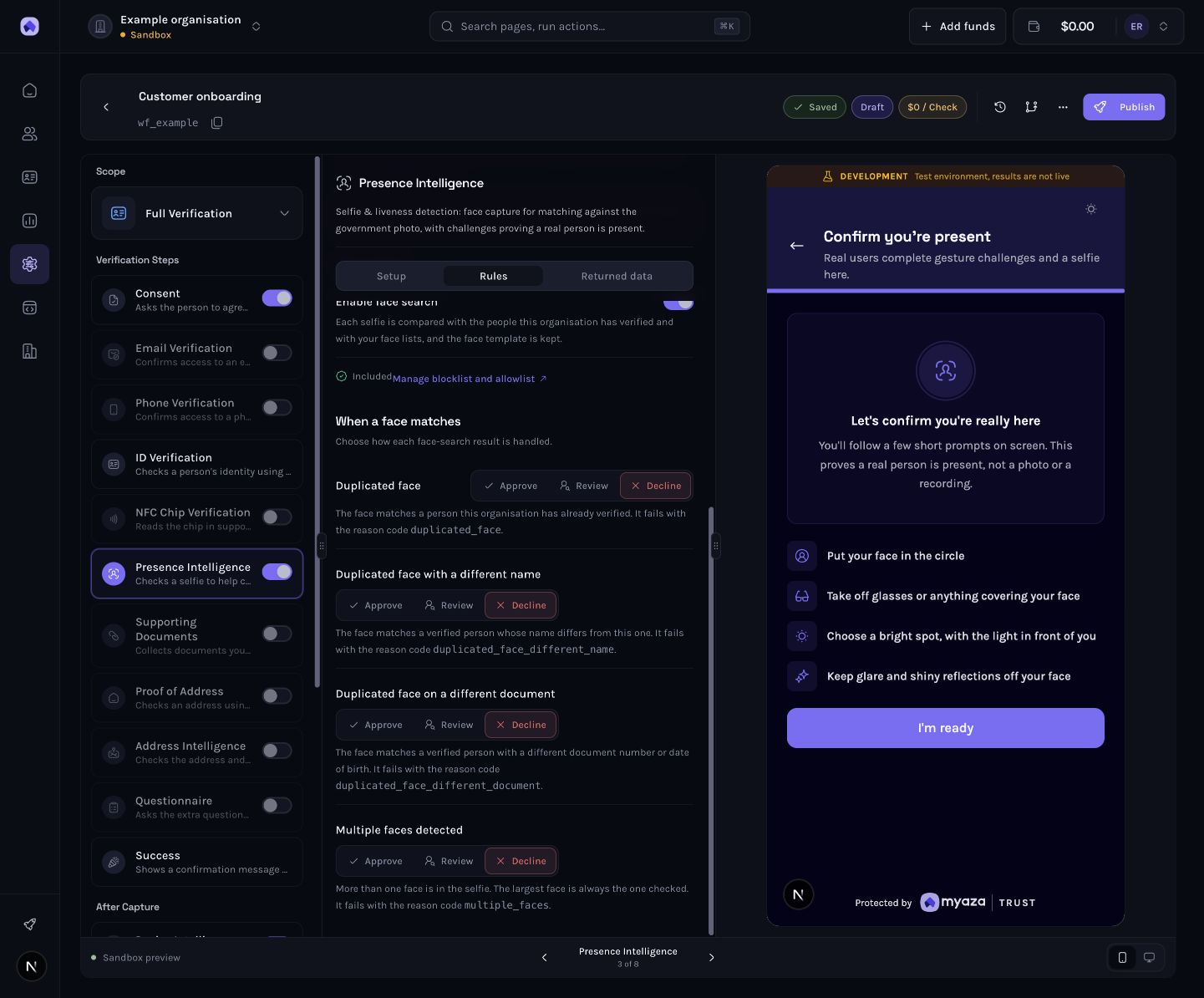 Step 5: Separate Approve, Review and Decline choices for each face-search finding
