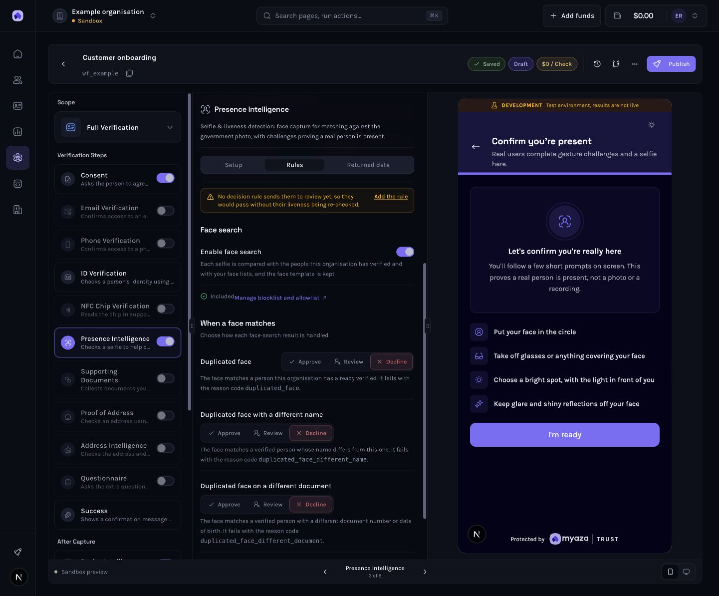 Step 4: Face search enabled in the Presence Intelligence Rules tab