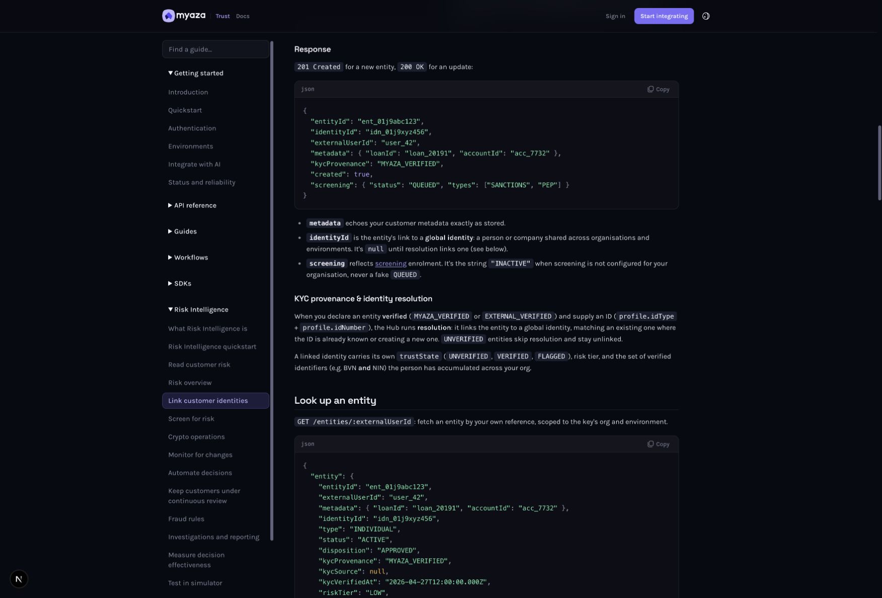 Integration reference: KYC provenance & identity resolution
