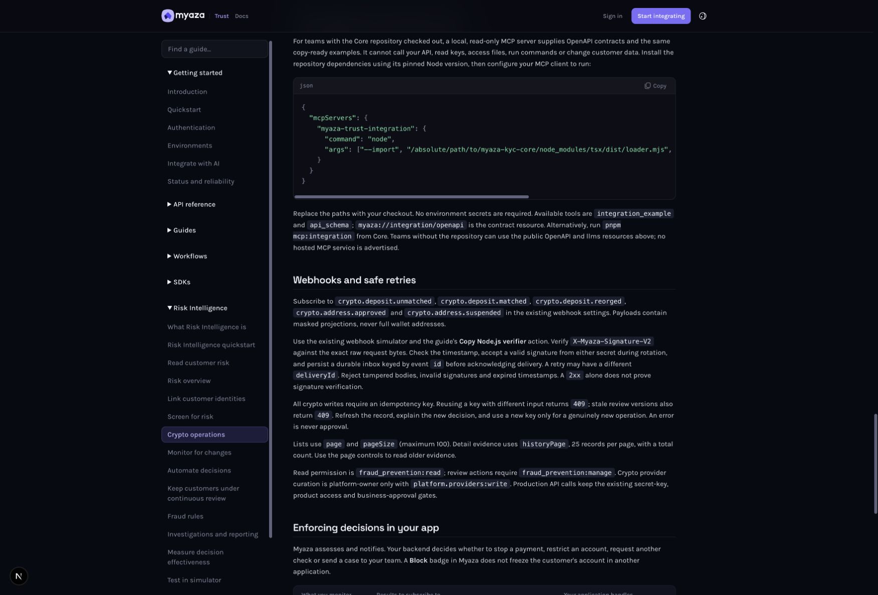 Integration reference: Webhooks and safe retries