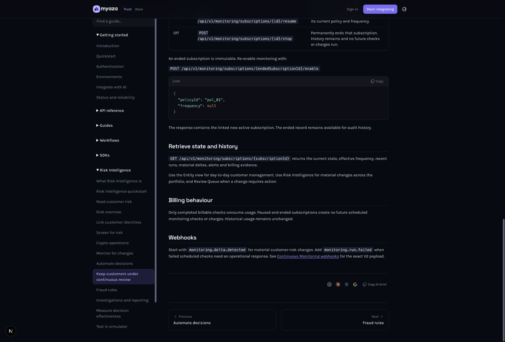Integration reference: Webhooks