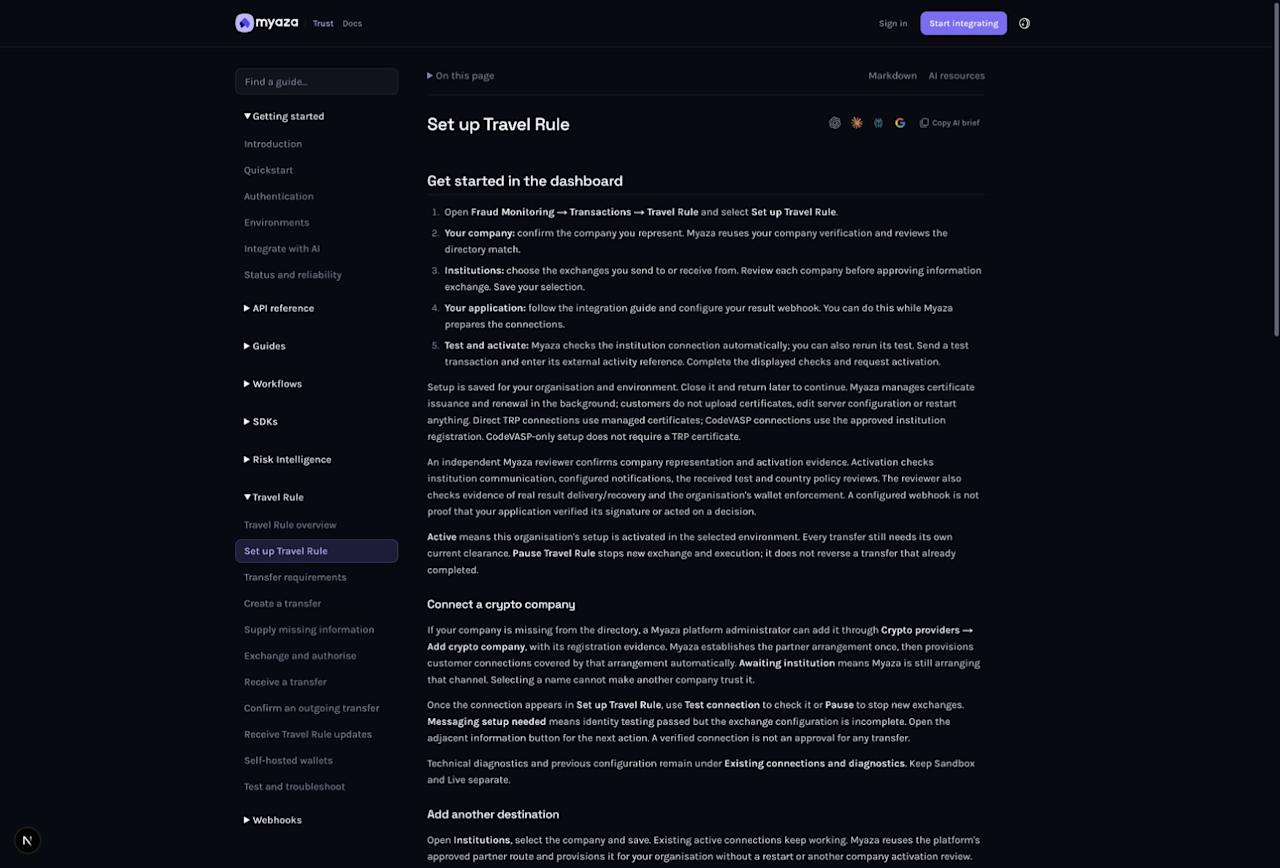 Integration reference: Get started in the dashboard