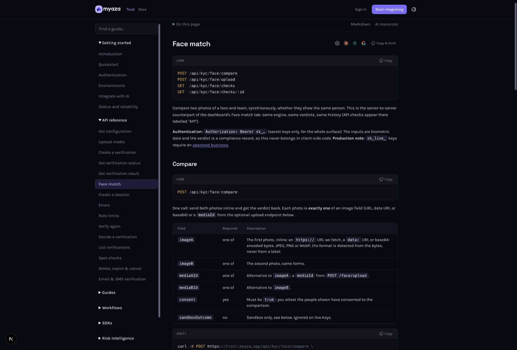 Integration reference: Compare