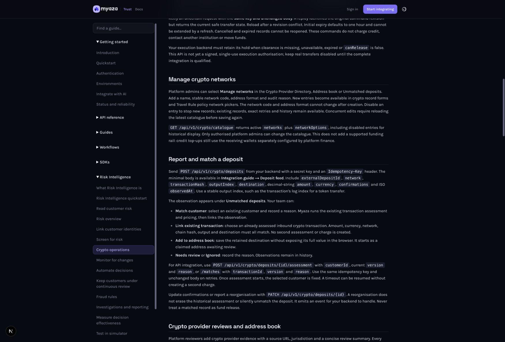 Integration reference: Report and match a deposit