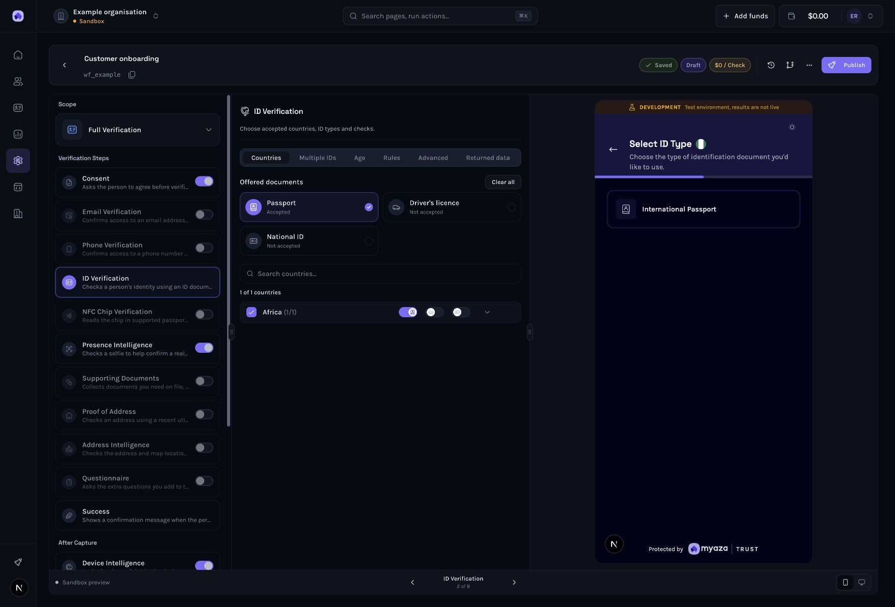Dashboard example: Choose supported IDs in the workflow