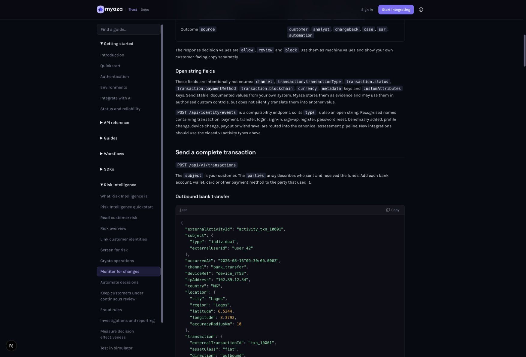 Integration reference: Send a complete transaction