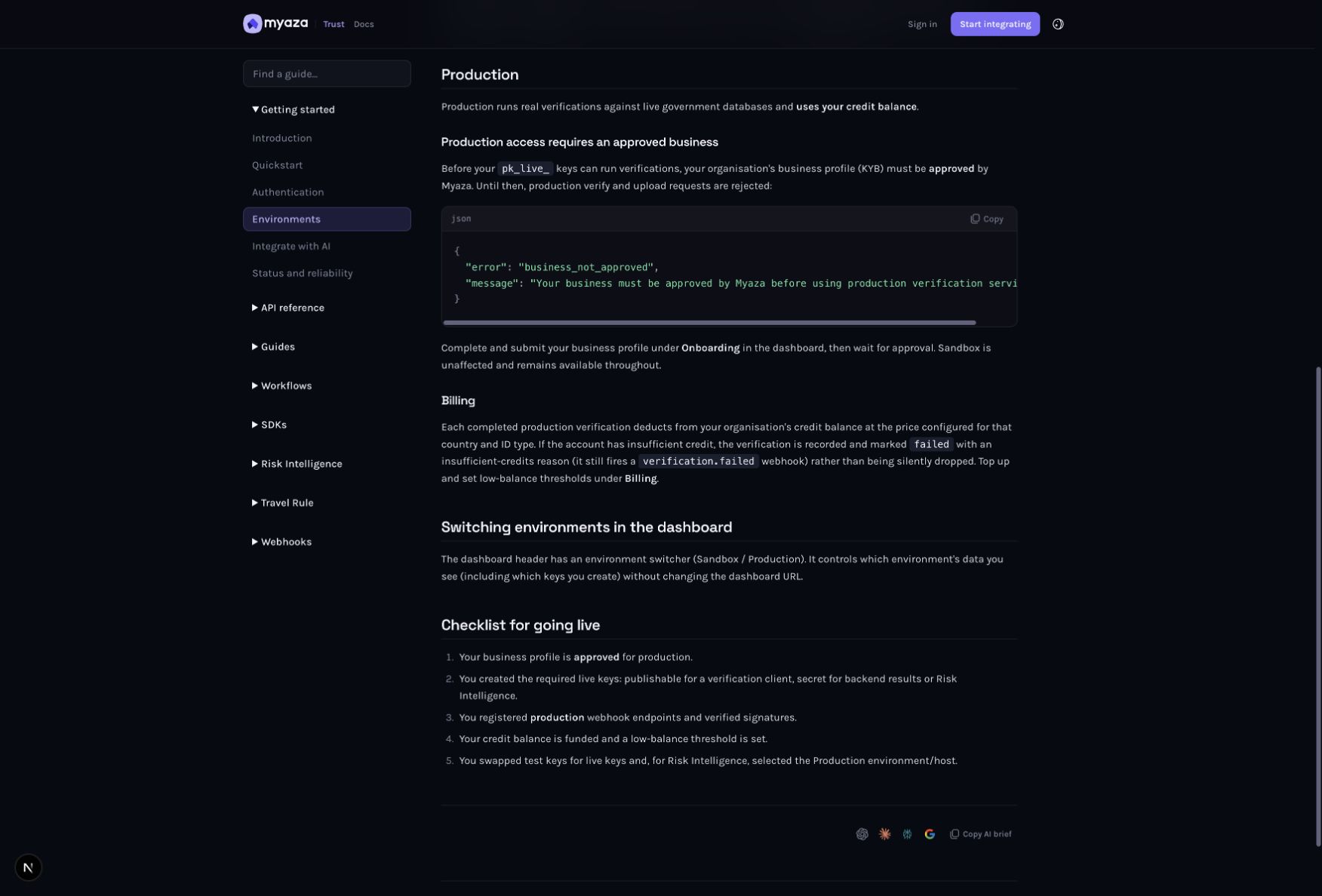 Integration reference: Billing