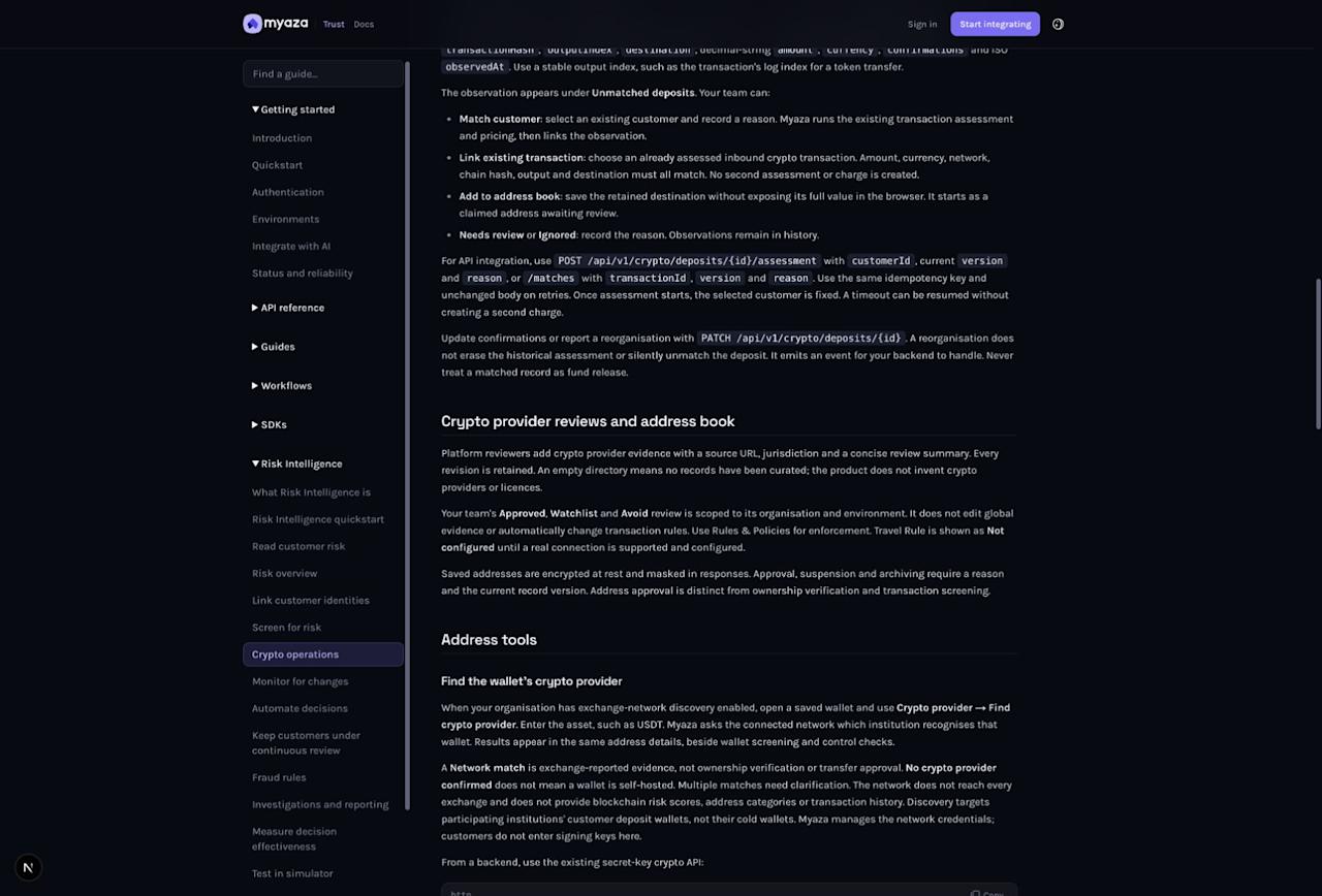 Integration reference: Crypto provider reviews and address book