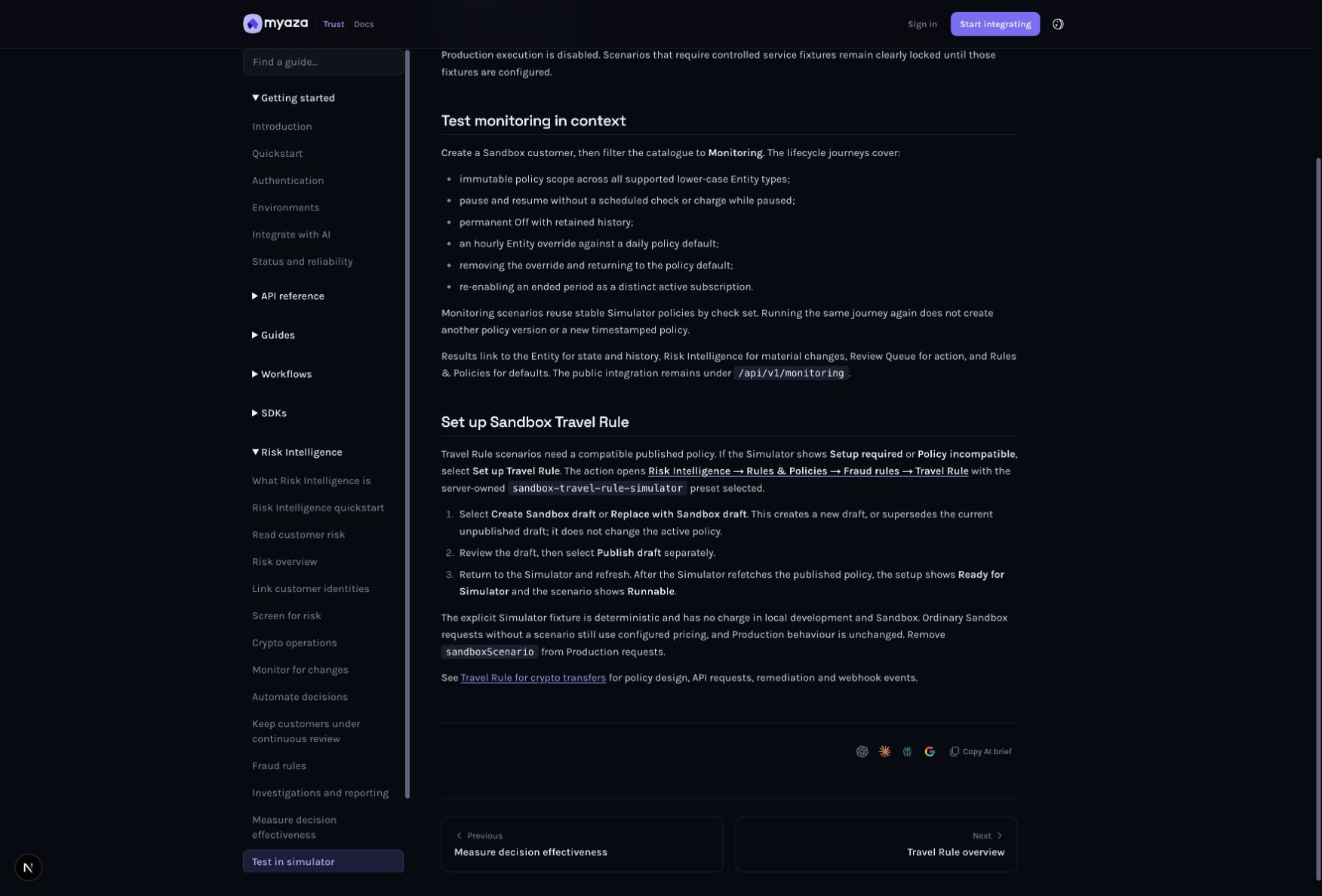 Integration reference: Set up Sandbox Travel Rule