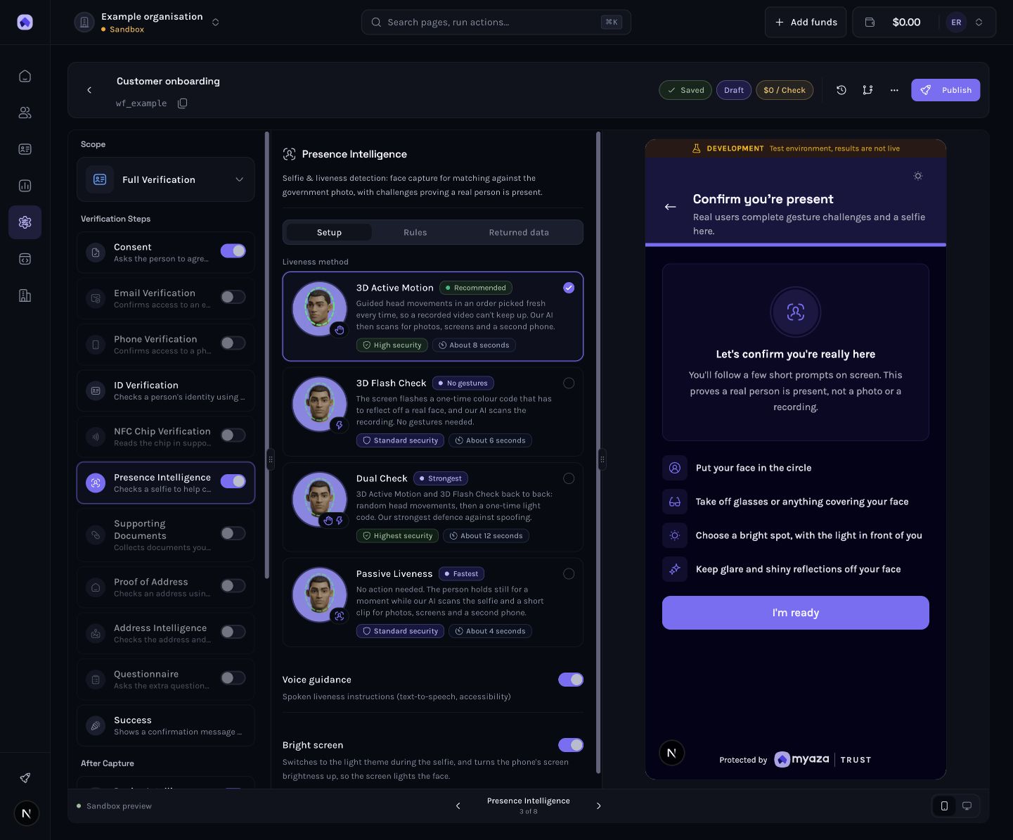Step 3: Presence Intelligence selected, with the Setup tab visible