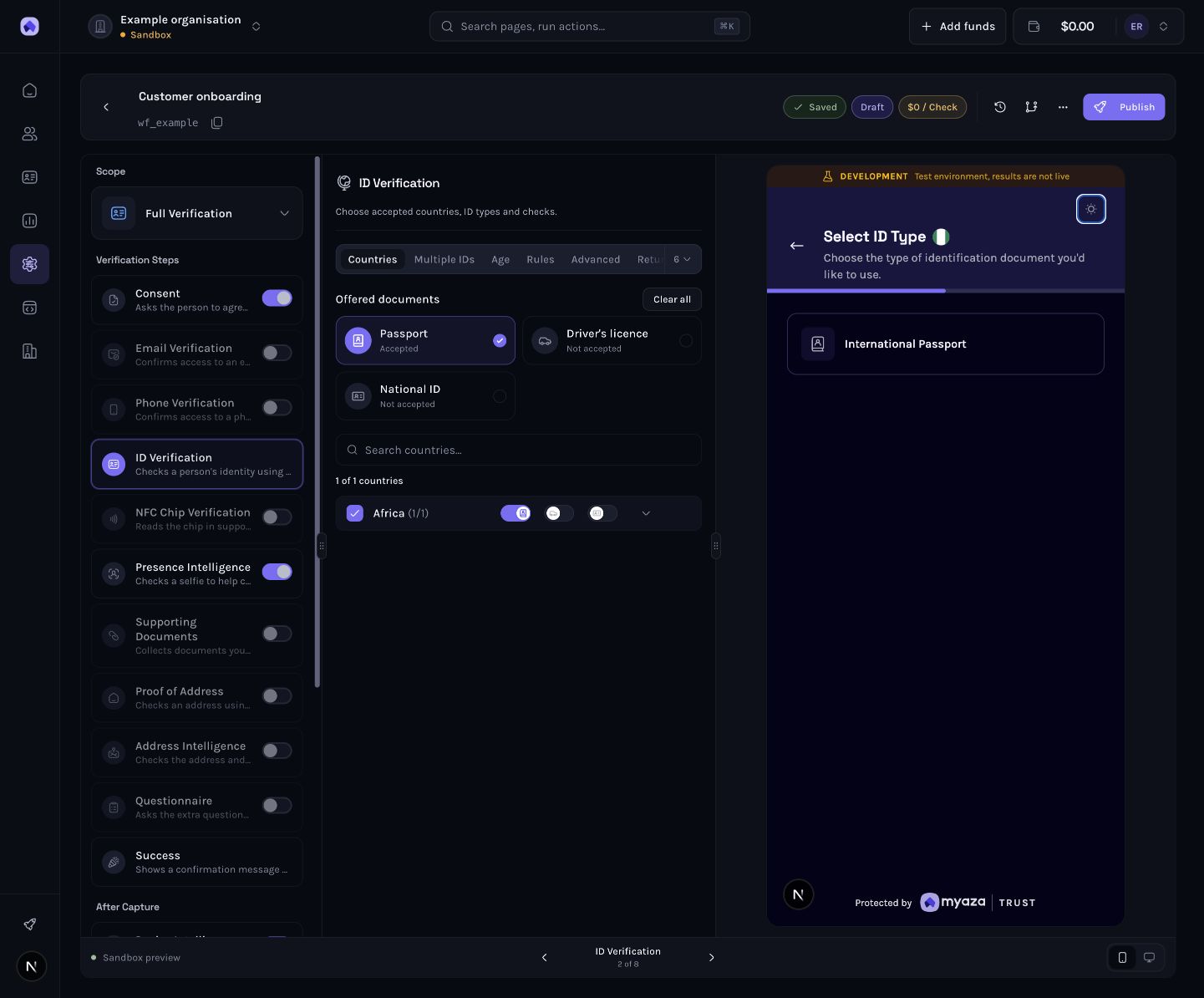 Step 2: Individual verification workflow editor and its workflow ID