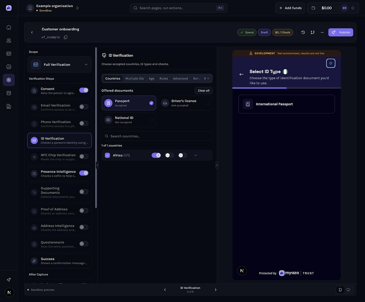 Step 2: Individual verification workflow editor and its workflow ID