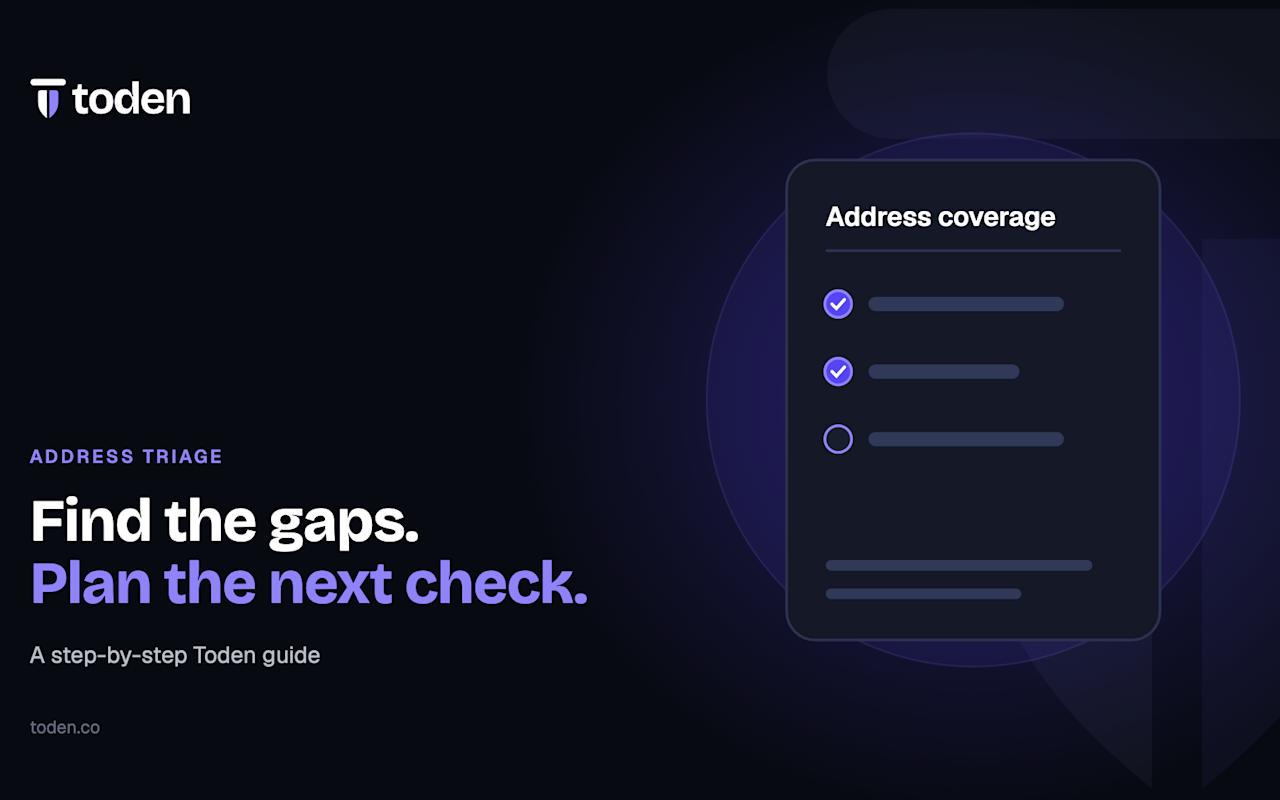 Toden editorial illustration: Find the gaps. Plan the next check.