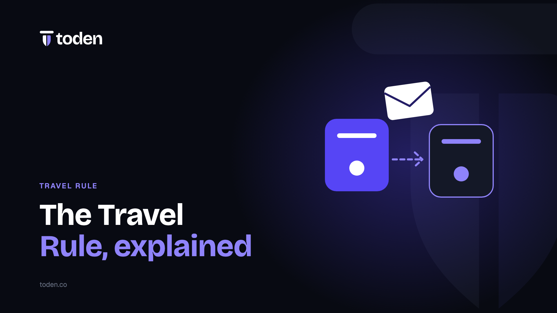 Título "A Regra de Viagem, explicada" ao lado de uma ilustração da troca de informações entre dois fornecedores durante uma transferência, sobre um degradê creme suave.