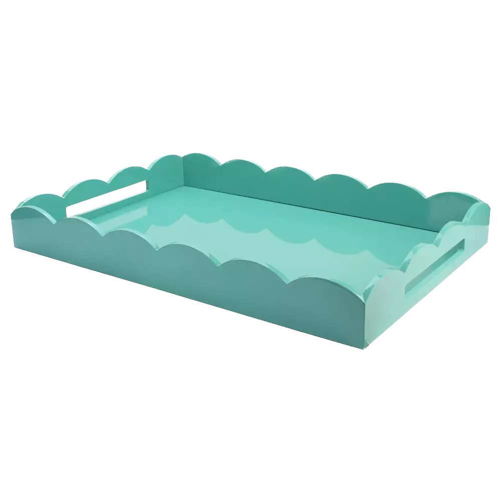 Large Scalloped Edge Tray, Turquoise