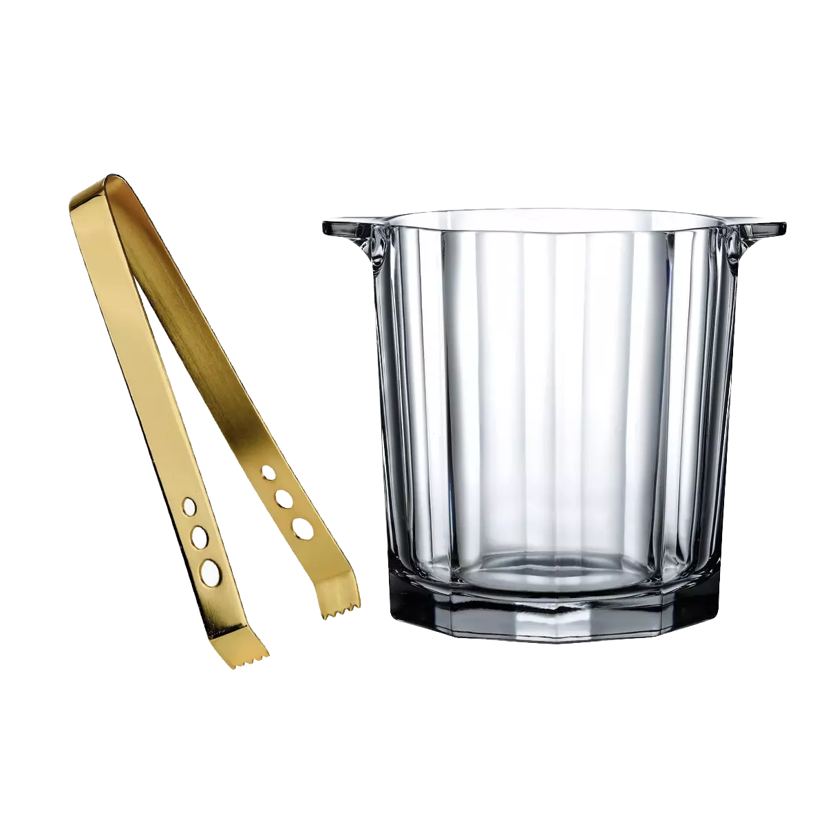 Nude Hemingway Ice Bucket & 24k Gold-Plate Ice Tongs