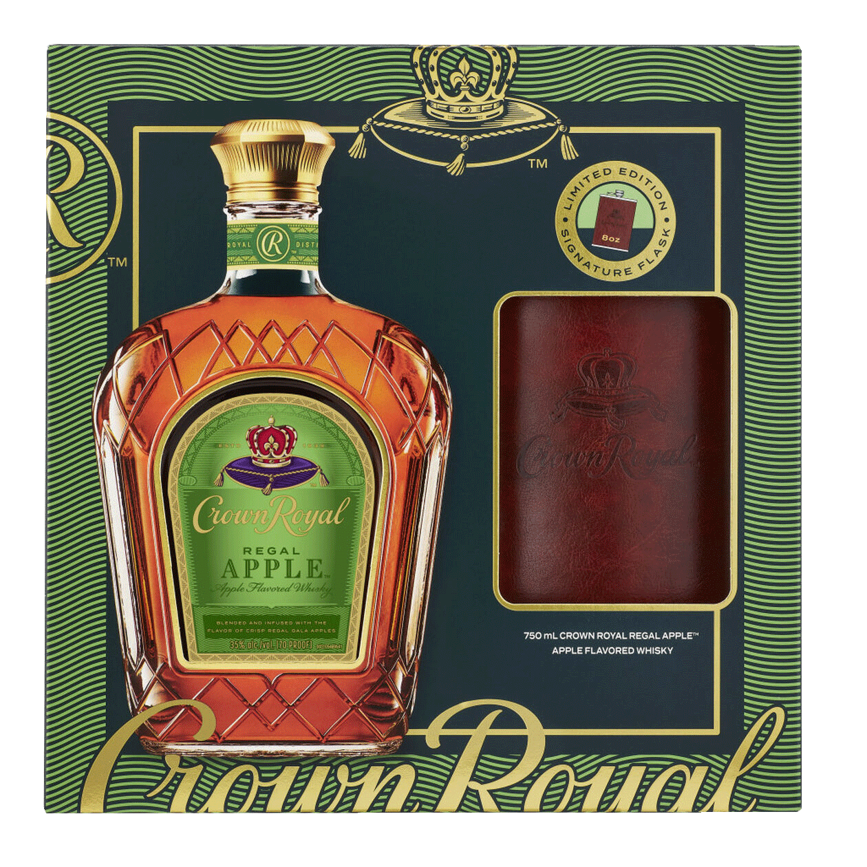 Regal Apple Flavored Whisky with Leather Wrapped Flask