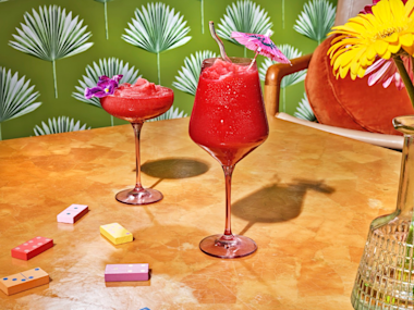 serve in style wine and coupe with garnish